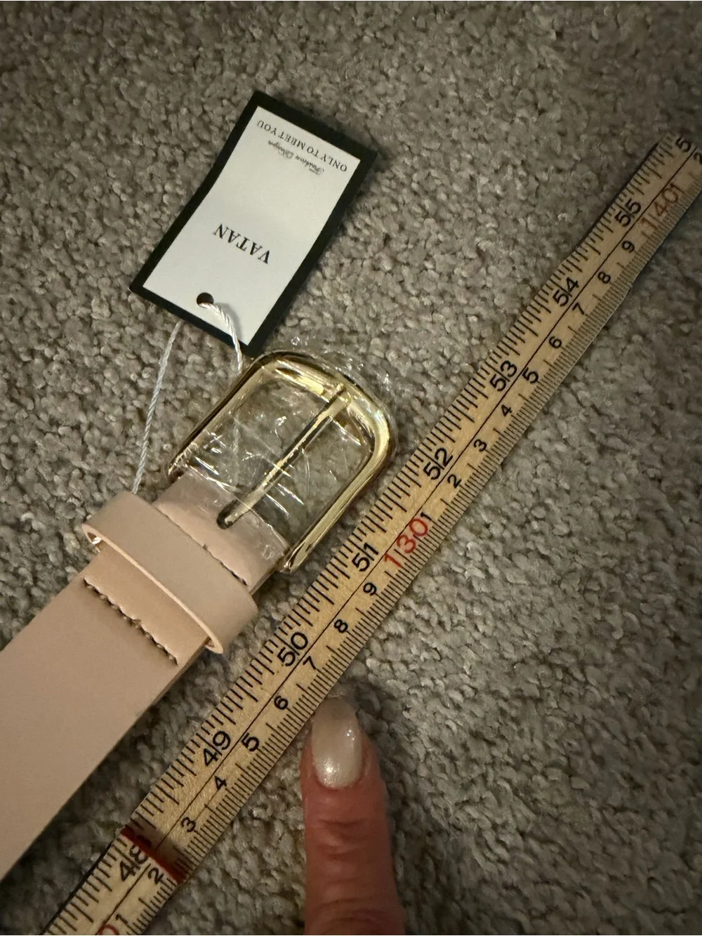 VATAN Eco Friendly Nude Studded Belt w/ Gold Hardware. Measurements in photos.